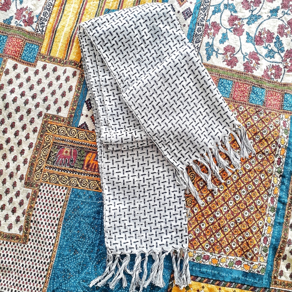 Vintage Glentex woven cotton fringe scarf - Picture 10 of 10